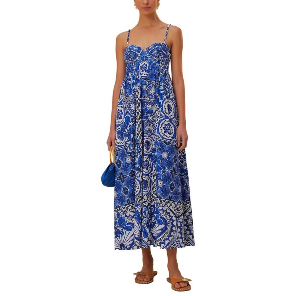 Farm Rio Womens Tile Dream Multicolor Sleeveless Maxi Dress
